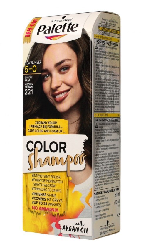 Palette Color Shampoo Szampon koloryzujący nr 5-0 (221) Średni Brąz 1op.