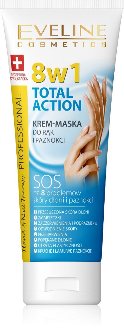 Eveline Hand & Nail Therapy Total Action 8w1 Krem-maska do rąk i paznokci 75ml