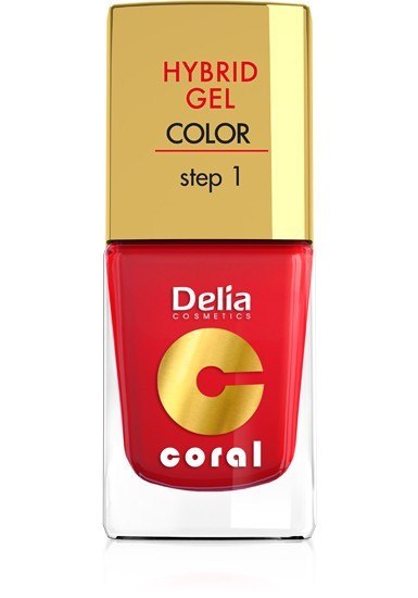 Delia Cosmetics Coral Hybrid Gel Emalia do paznokci nr 01 czerwony 11ml