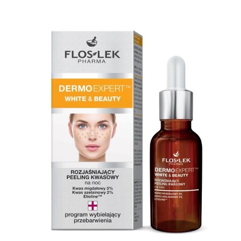 Floslek Pharma Dermo Expert White & Beauty Peeling kwasowy rozjaśniający na noc 30ml