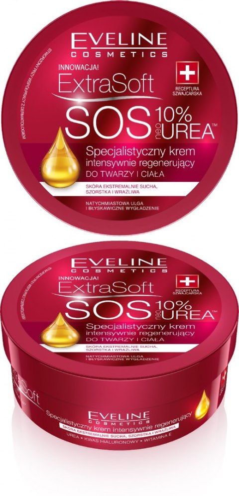 Eveline Extra Soft SOS 10% Urea Krem intensywnie regenerujący do twarzy i ciała 175ml