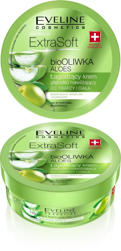 Eveline Extra Soft bio Oliwka i Aloes Łagodzący krem głęboko nawilżający do twarzy i ciała 175ml