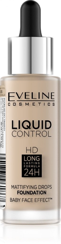 Eveline Liquid Control HD Podkład do twarzy z dropperem nr 015 Light Vanilla 32ml