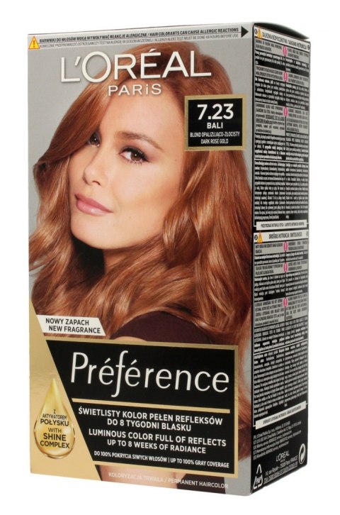 L'Oreal Preference Farba do włosów nr 7.23 Bali - blond opalizująco-złocisty 1op.