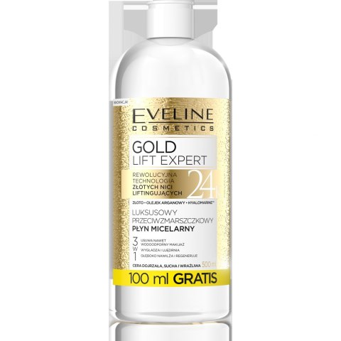 Eveline Gold Lift Expert Luksusowy Przeciwzmarszczkowy Płyn micelarny 3w1 500ml