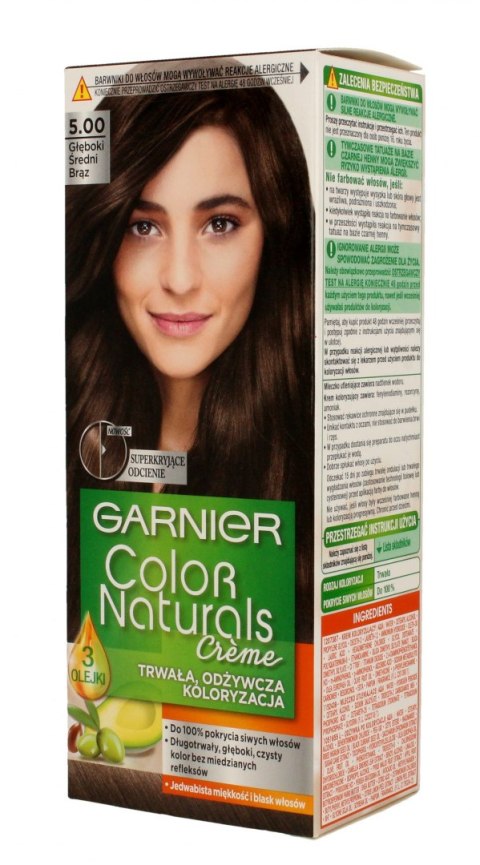 Garnier Color Naturals Krem koloryzujący nr 5.00 Głęboki Średni Brąz 1op