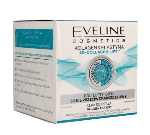 Eveline Półtłusty Krem silnie przeciwzmarszczkowy Kolagen i Elastyna & 3D-Collagen Lift 50ml