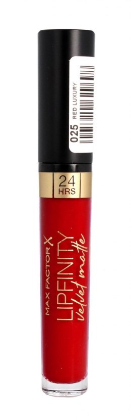 Max Factor Lipfinity Velvet Matte Pomadka do ust w płynie nr 025 Red Luxury 3.5g