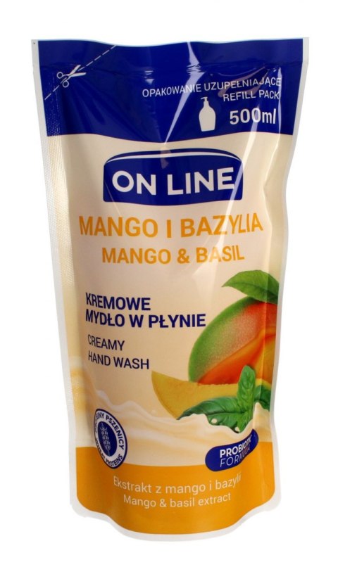 On Line Mydło kremowe w płynie Mango i Bazylia - uzupełnienie 500ml