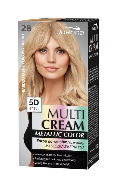 Joanna Multi Cream Metallic Color Farba do włosów nr 28 Bardzo Jasny Perłowy Blond 1op.