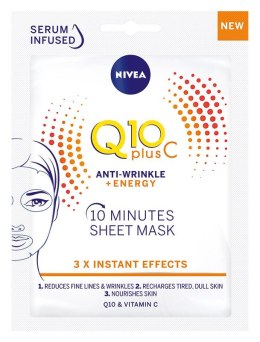 Nivea Q10 Plus C Maska w płacie 10-minutowa Anti-Wrinkle+Energy 1szt