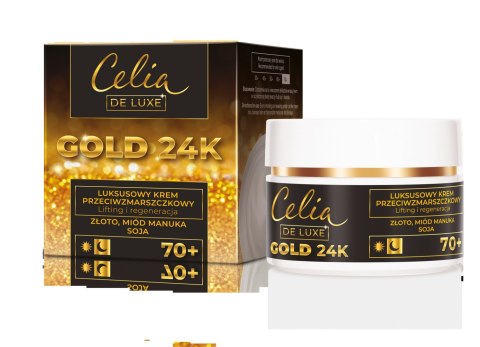 Celia Gold 24K Luksusowy Krem przeciwzmarszczkowy 70+ - lifting i regeneracja 50ml