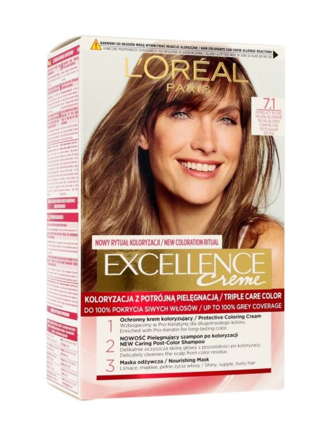 L'Oreal Excellence Creme Krem koloryzujący 7.1 Popielaty Blond 1op.