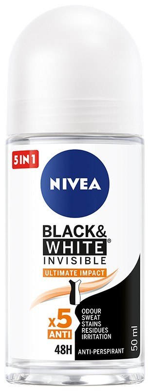 Nivea Dezodorant BLACK& WHITE INVISIBLE Ultimate Impact 5in1 roll-on 50ml