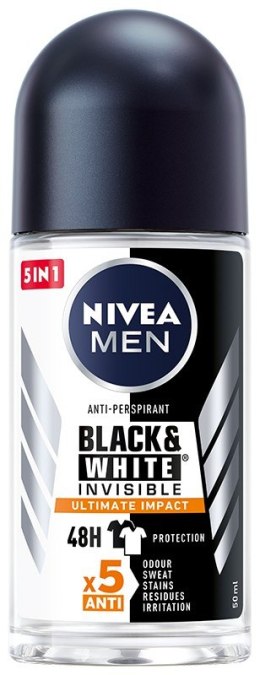 Nivea Men Dezodorant BLACK& WHITE INVISIBLE Ultimate Impact 5in1 roll-on 50ml