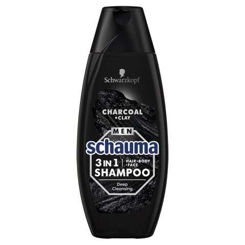 Schwarzkopf Schauma Men Szampon oczyszczający 3w1 Charcoal 400ml