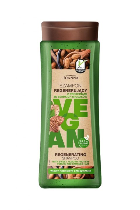 Joanna Vegan Szampon do włosów regenerujący z Proteinami ze Słodkich Migdałow - włosy porowate i zniszczone 300ml