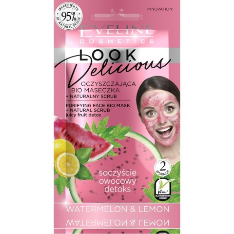 Eveline Look Delicious Oczyszczająca Bio Maseczka + naturalny scrub - Watermelon & Lemon 10ml