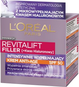 L'Oreal REVITALIFT FILLER [HA] Krem intensywnie wypełniający zmarszczki Anti-Age SPF50 50ml