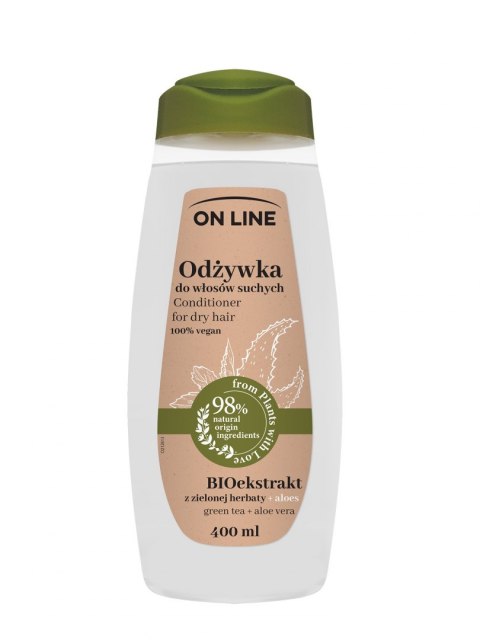 On Line From Plants With Love Odżywka do włosów BIOekstrakt z Zielonej Herbaty i Aloes 400ml