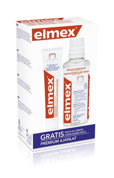 Elmex Zestaw w kasecie Przeciw Próchnicy (płyn do płukania ust 400ml + pasta do zębów 75ml)