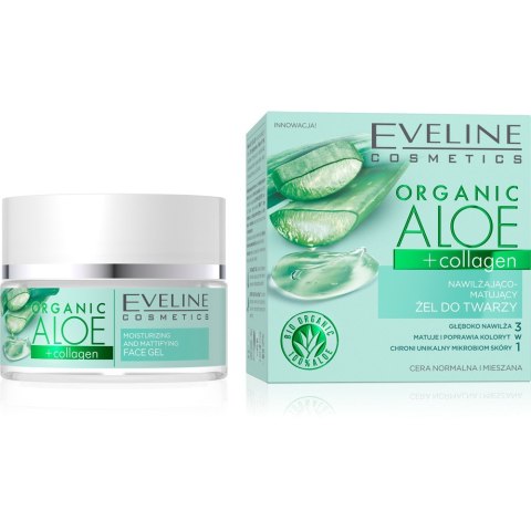 EVELINE ORGANIC Żel naw-matujący Aloe+Collagen