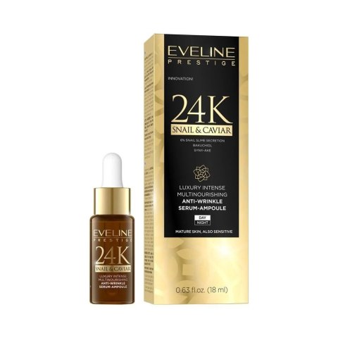 Eveline 24K Snail & Caviar Luksusowe Multiodżywcze Serum-ampułka na dzień i noc 18ml