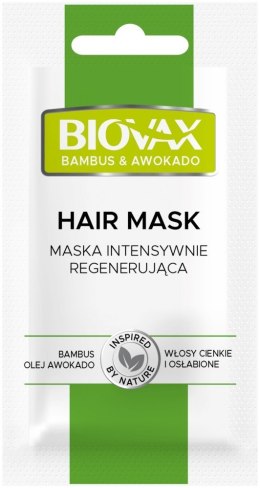 L`BIOTICA Biovax Hair Mask Maska do włosów intensywnie regenerująca - Bambus & Awokado 20ml - saszetka