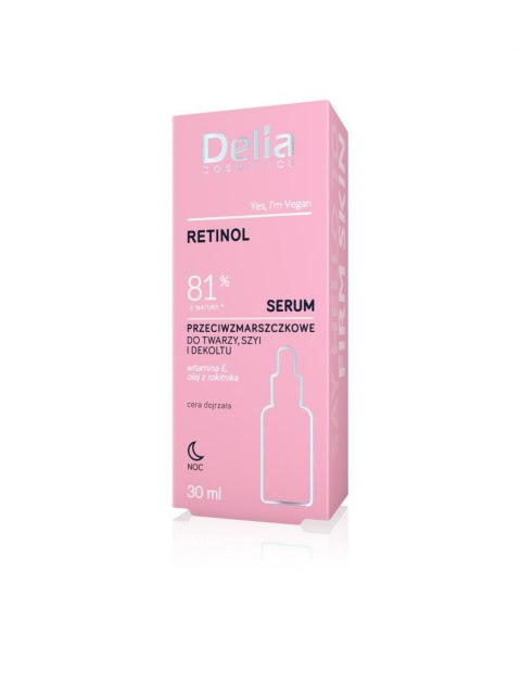 Delia Cosmetics RETINOL Serum przeciwzmarszczkowe do twarzy,szyi i dekoltu na noc 30ml