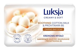 Luksja Creamy & Soft Łagodzące Kremowe Mydło w kostce Mleczko Bawełniane & Prowitamina B5 90g