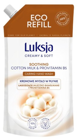 Luksja Creamy & Soft Łagodzące Kremowe Mydło w płynie Mleczko Bawełniane i Prowitamina B5 400ml - zapas