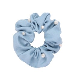 DONEGAL Ozdoby do włosów - Gumka Scrunchie jeans z perełkami (FA-5874) 1szt