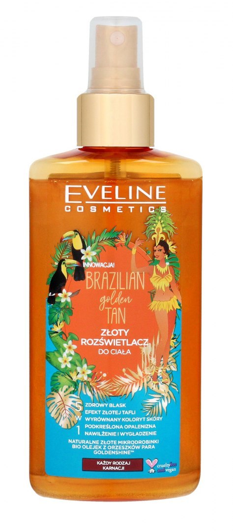 Eveline Brazilian Body Golden Tan Złoty Rozświetlacz do ciała 5w1 - do każdego rodzaju karnacji 150ml