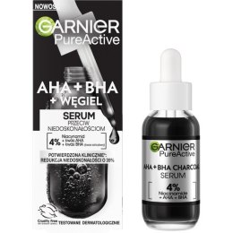 Garnier Pure Active Serum przeciw niedoskonałościom - AHA+BHA+Węgiel 30ml