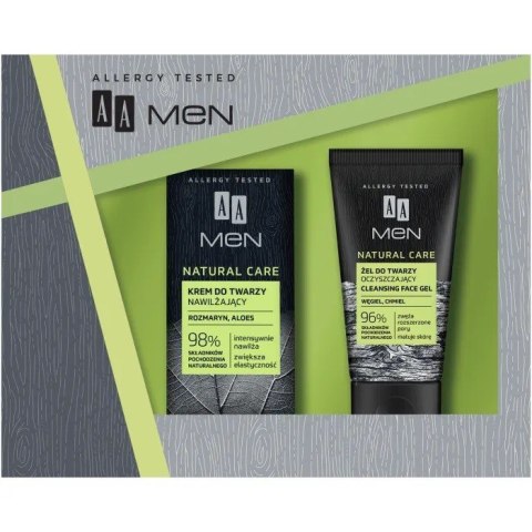 AA Men Zestaw prezentowy Natural Care (Krem nawilżający 50ml+Żel do mycia twarzy 150ml)