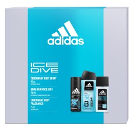 Adidas Zestaw prezentowy Ice Dive (dezodorant spray 150ml+deo atomizer 75ml+żel pod prysznic 250ml)