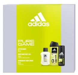 Adidas Zestaw prezentowy Pure Game (woda po goleniu 100ml+dezodorant spray 150ml+żel pod prysznic 250ml)