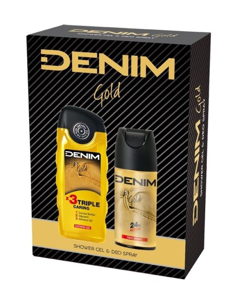 DENIM Gold Zestaw prezentowy (Dezodorant w sprayu 150ml i Żel pod prysznic 250ml)