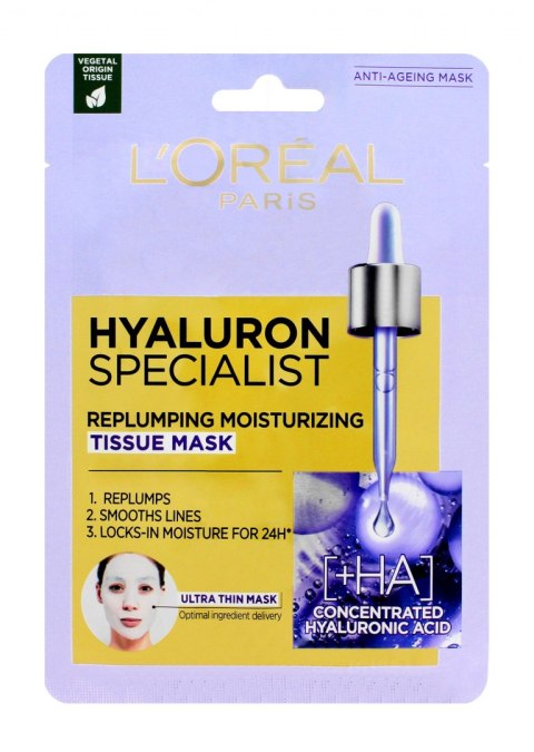 L'Oreal Hyaluron Specialist Nawilżająca Maska do twarzy na tkaninie 30g