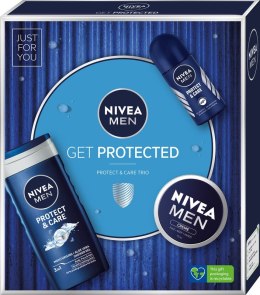 Nivea Men Zestaw prezentowy Get Protected (deo roll-on 50ml+żel pod prysznic 250ml+krem 75ml)