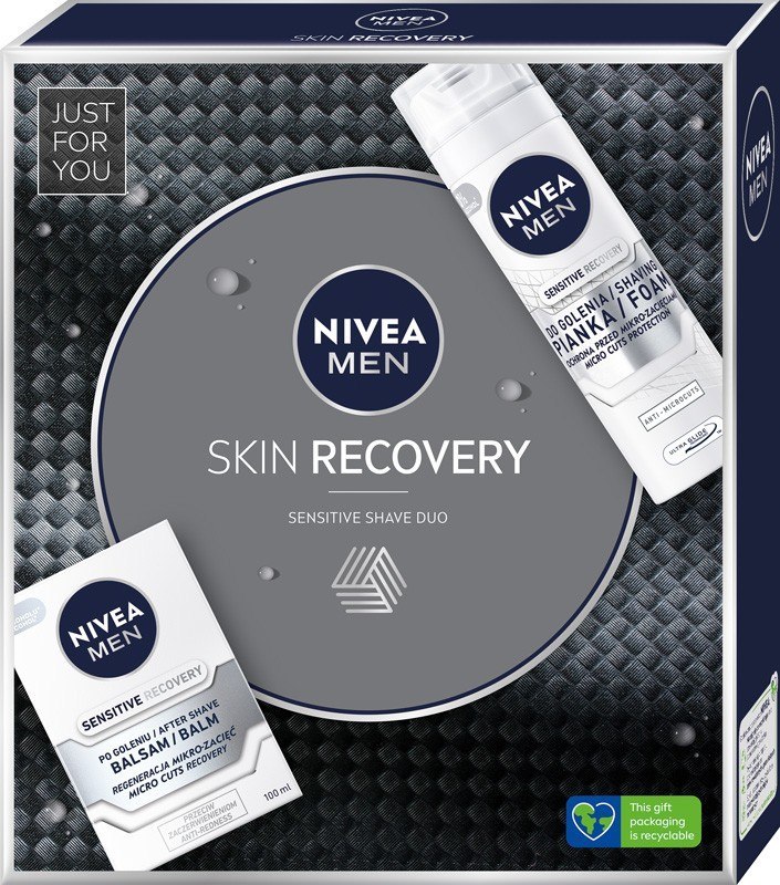 Nivea Men Zestaw prezentowy Skin Recovery (pianka do golenia 200ml+balsam po goleniu 100ml)
