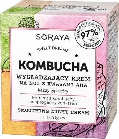 Soraya Kombucha Wygładzający Krem na noc z kwasami AHA - każdy typ cery 75ml