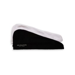 Revolution Beauty 2pk Plain Microfibre Hair Wraps Ręczniki z mikrofibry do włosów (czarny i biały) 1op.-2szt
