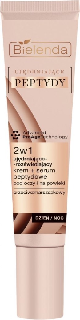 Bielenda Ujędrniające Peptydy Ujędniająco-Rozświetlający Krem - Serum peptydowe 2w1 pod oczy i na powieki 15ml