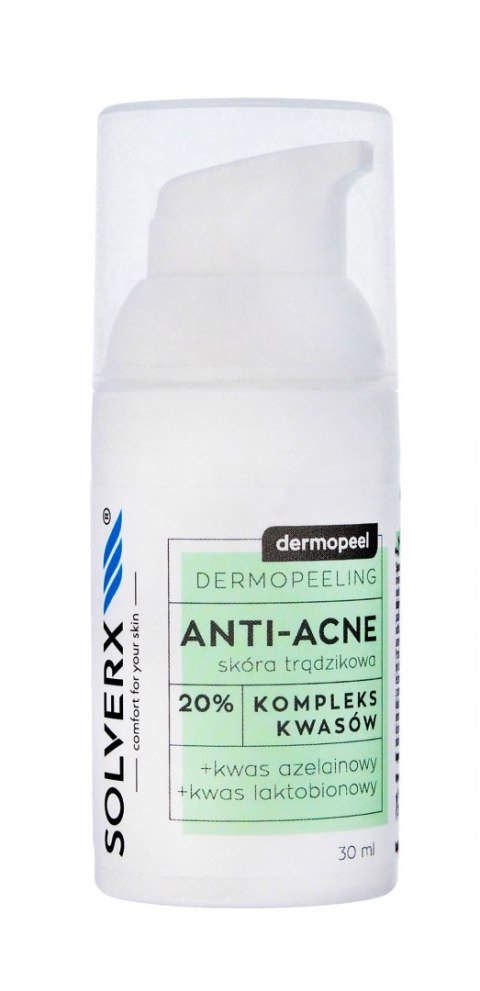 SOLVERX Dermopeel Dermopeeling Anti-Acne - Kompleks Kwasów 20% (azelainowy,laktobionowy) 30ml