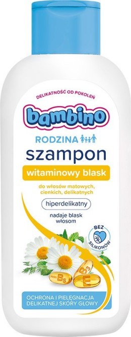 Bambino Rodzina Szampon Witaminowy Blask do włosów matowych,cienkich i delikatnych 400ml