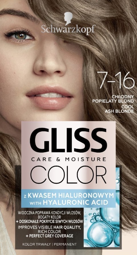 Schwarzkopf Gliss Color Krem koloryzujący nr 7-16 Chłodny Popielaty Blond 1op.