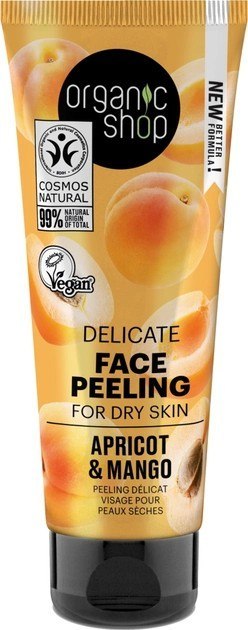 ORGANIC SHOP Delikatny Peeling do twarzy do cery suchej Apricot & Mango 75ml