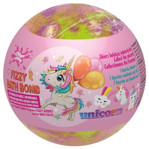 CHLAPU CHLAP Musująca Kula do kąpieli z niespodzianką Unicorn - Crazy Berries (jagoda) 1szt