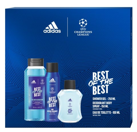 ADIDAS UEFA CHAMPIONS LEAGUE Zestaw prezentowy Best of The Best (Woda toaletowa 100ml+Żel pod prysznic 3w1 250ml+Dezodorant spra